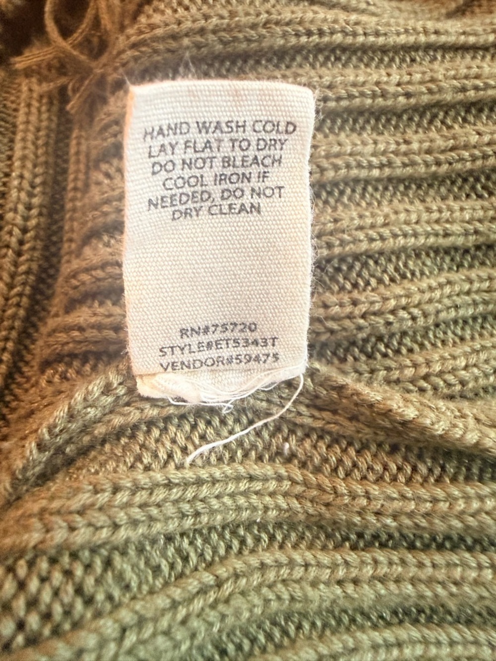 Gilded Intent Olive Distressed Hooded Sweater Ribbed Grunge Boho Size M - Picture 8 of 8